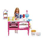 Poupee Barbie-Barbie Pâtisserie-Coffret poupée « Malibu » et 18 accessoires HJY19