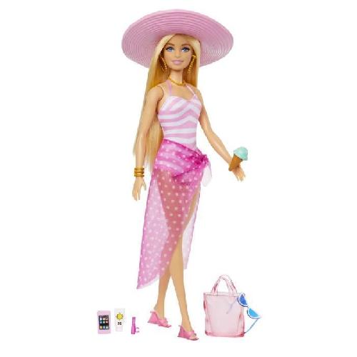 Poupee Barbie-Barbie Plage-Poupée blonde en maillot de bain et accessoires HPL73