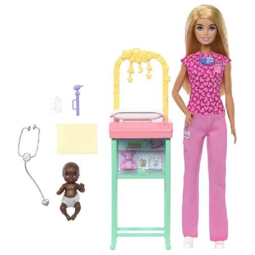 Poupee Barbie-Coffret Barbie Pédiatre-Poupée Blonde Et Poupée Bébé - 3 ans+- JCR72