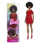 Barbie-Fashionistas 221-Poupée avec cheveux noirs et robe rouge HRH18