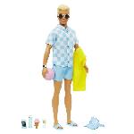 Poupee Barbie-Ken Plage-Poupée blonde short de bain et accessoires de plage HPL74