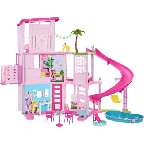 Poupee Barbie-Maison de Reve-Maison de poupée 3 niveaux. piscine et toboggan HMX10