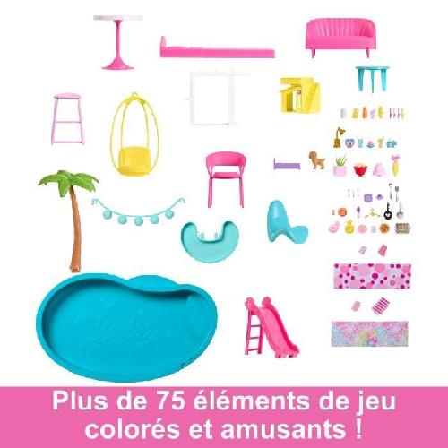 Poupee Barbie-Maison de Reve-Maison de poupée 3 niveaux. piscine et toboggan HMX10