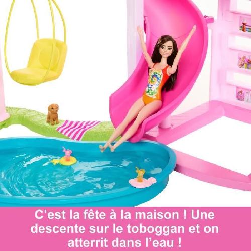 Poupee Barbie-Maison de Reve-Maison de poupée 3 niveaux. piscine et toboggan HMX10