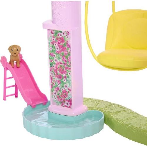 Poupee Barbie-Maison de Reve-Maison de poupée 3 niveaux. piscine et toboggan HMX10