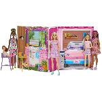 Univers Miniature - Habitation Miniature - Garage Miniature Barbie-Maison de vacances-Coffret et poupee. 4 zones et 11 accessoires HRJ77