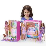 Univers Miniature - Habitation Miniature - Garage Miniature Barbie-Maison de vacances-Coffret et poupee. 4 zones et 11 accessoires HRJ77