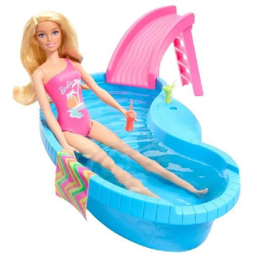 Poupee Barbie-Poupée et accessoires-Coffret poupée blonde avec piscine de reve HRJ74