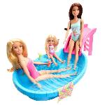 Poupee Barbie-Poupée et accessoires-Coffret poupée blonde avec piscine de reve HRJ74