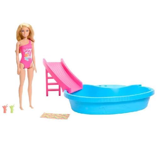 Poupee Barbie-Poupée et accessoires-Coffret poupée blonde avec piscine de reve HRJ74