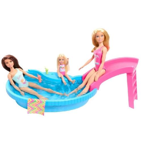 Poupee Barbie-Poupée et accessoires-Coffret poupée blonde avec piscine de reve HRJ74