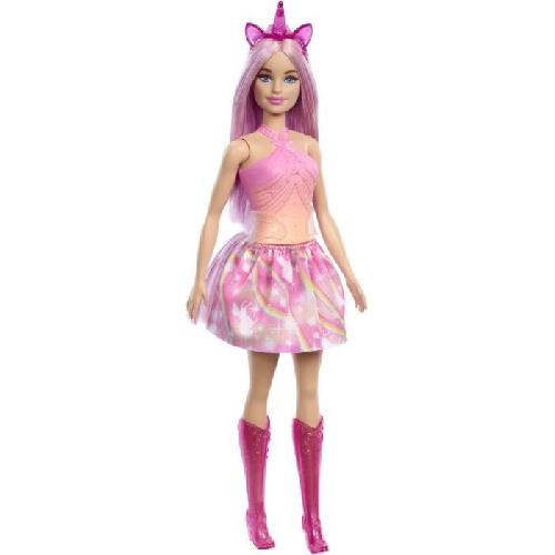 Poupee Barbie-Poupées Licorne avec cheveux fantaisie et tenues effet dégradé HRR13