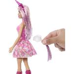 Poupee Barbie-Poupées Licorne avec cheveux fantaisie et tenues effet dégradé HRR13