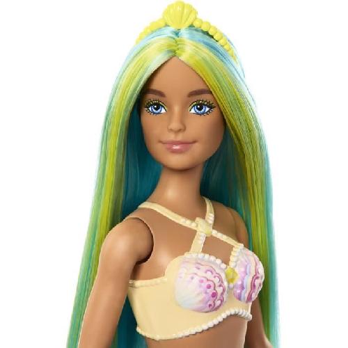 Poupee Barbie-Poupées Sirenes avec cheveux et nageoire colorés et serre-tete HRR03