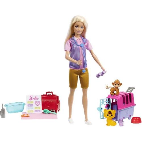 Poupee Barbie-Sauvetage d'Animaux-Coffret poupée blonde et accessoires HRG50