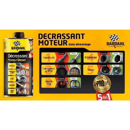 Additif Performance - Entretien - Nettoyage - Anti-fumee BARDAHL Decrassant moteur diesel 5 en 1 - 1 Litre et 300ml