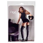 Bas nylon stays-up noirs petits noeuds taille L
