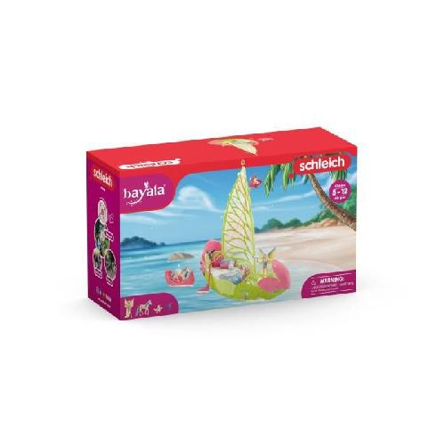 Figurine Miniature - Personnage Miniature Bateau fleuri magique de Sera. coffret de jeu de 40 pieces avec figurine de licorne. elfe et coffre au trésor. jouet pour enfants