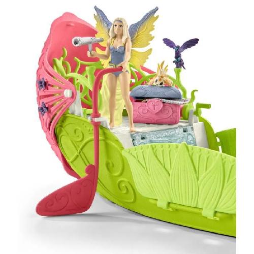 Figurine Miniature - Personnage Miniature Bateau fleuri magique de Sera. coffret de jeu de 40 pieces avec figurine de licorne. elfe et coffre au trésor. jouet pour enfants