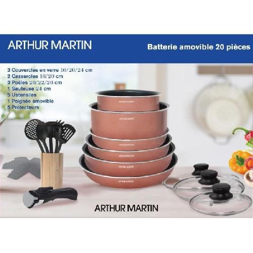 Batterie De Cuisine Batterie de cuisine 20 pieces Arthur Martin - aluminium - poignée amovible - tous feux dont induction