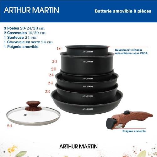 Batterie De Cuisine Batterie de cuisine 8 pieces ARTHUR MARTIN - Aluminium - Poignee Bois - Tous feux dont induction