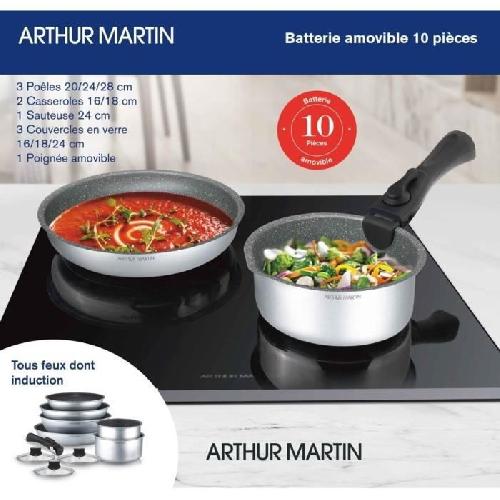 Batterie De Cuisine Batterie de cuisine Arthur Martin AM167S 10 pieces - Aluminium - Poignée amovible - Tous feux dont induction
