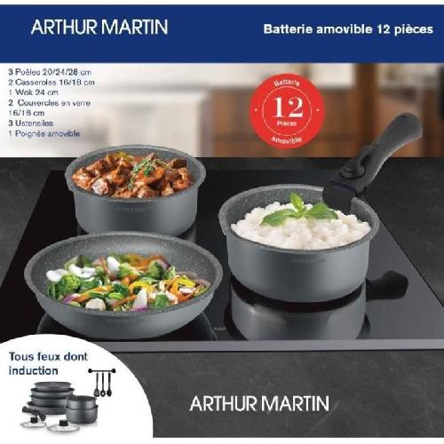 Batterie De Cuisine Batterie de cuisine Arthur Martin AM268GM 12 pieces - Aluminium - Poignée amovible - Tous feux dont induction