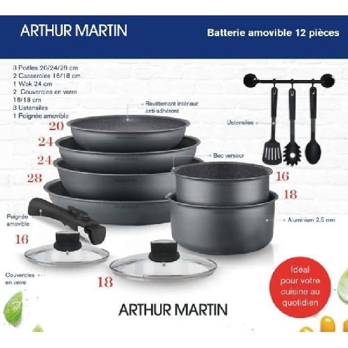 Batterie De Cuisine Batterie de cuisine Arthur Martin AM268GM 12 pieces - Aluminium - Poignée amovible - Tous feux dont induction