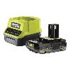 Batterie Pour Machine Outil RYOBI - 1 batterie lithium+ 18V ONE+ 2.0 Ah compacte et 1 chargeur rapide 2.0 A  - RC18120-120C