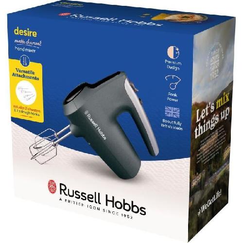 Batteur - Fouet Electrique Batteur a main - RUSSEL HOBBS - Desire Matte Charcoal - 185 W - 5 vitesses - Noir