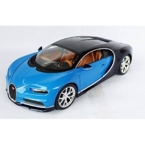 Vehicule Miniature Assemble - Engin Terrestre Miniature Assemble BBURAGO Voiture de collection en metal Bugatti Chiron bleue et noire a l'echelle 1-18eme