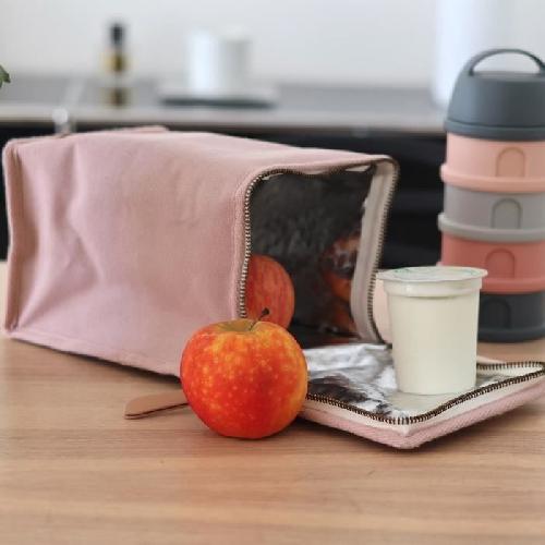 Sac Repas Bebe BEABA. Pochette repas bébé. isotherme. rose poudré