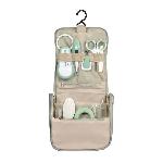 Set De Soin BEABA. Trousse de toilette bebe. nomade. 9 accessoires. vert sauge