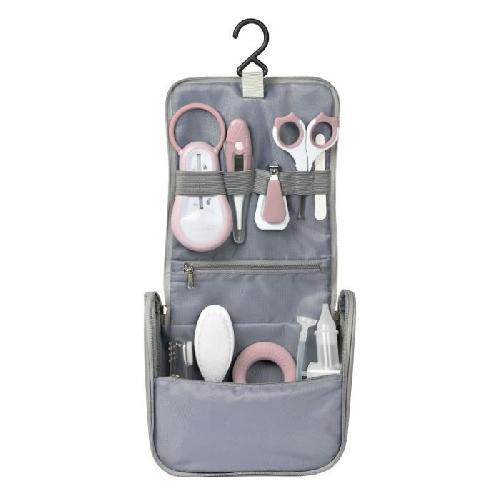 Set De Soin BEABA Trousse de toilette nomade bebe. 9 accessoires. Old pink