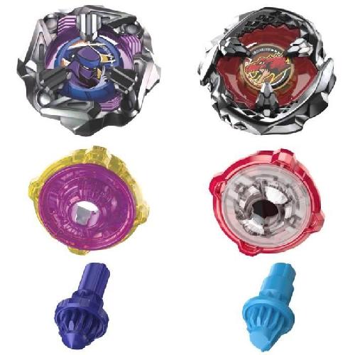 Toupie - Toupie De Competition - Arene - Lanceur Beyblade X Dual Pack Beat Tyranno 4-70Q et Knife Shinobi 4-80HN. 2 toupies de competition a rotation droite authentiques Takara Tomy