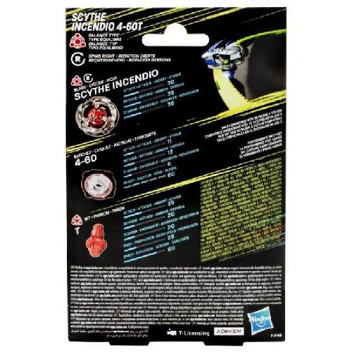 Toupie - Toupie De Competition - Arene - Lanceur Beyblade X. Starter Pack Scythe Incendio 4-60T avec toupie de compétition a rotation droite de type équilibre et lanceur. des 8 ans