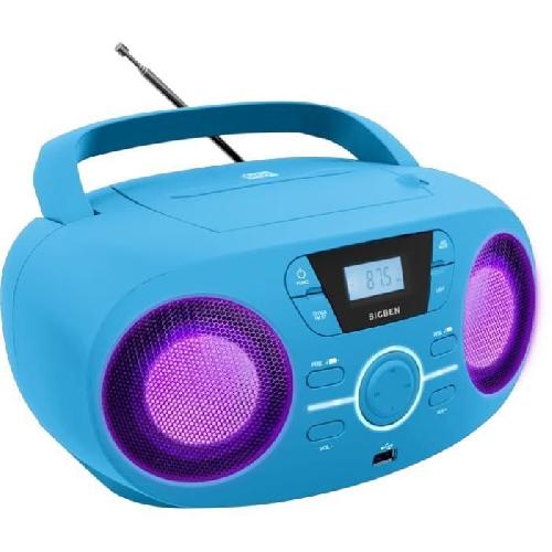 Baladeur - Lecteur Cd - Cassette BIGBEN CD61BLUSB Lecteur Radio Cd Portable Usb Bleu + Speakers Lumineux