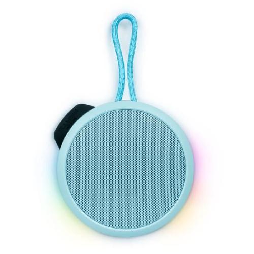 Enceinte - Haut-parleur Nomade - Portable - Mobile - Bluetooth BIGBEN Party - Enceinte Bluetooth ronde avec dragonne et effets lumineux - 15W - Bleu Pastel