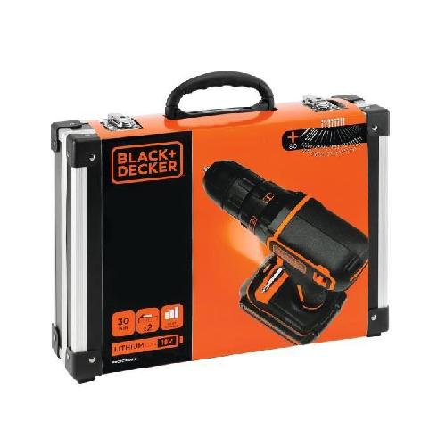 Perceuse BLACK+DECKER Perceuse Visseuse Sans Fil 18 V Li-Ion avec Chargeur BDCDC18BAFC-QW avec 80 Accessoires. 2 Batteries 1.5 Ah. 1 Coffret