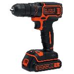 Perceuse BLACK+DECKER Perceuse Visseuse Sans Fil 18 V Li-Ion avec Chargeur BDCDC18BAST-QW avec 160 Accessoires. 2 Batteries 1.5 Ah. 1