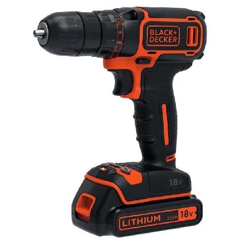 Perceuse BLACK+DECKER Perceuse Visseuse Sans Fil 18 V Li-Ion avec Chargeur BDCDC18BAST-QW avec 160 Accessoires. 2 Batteries 1.5 Ah. 1