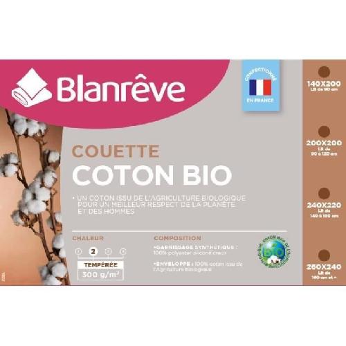 Couette BLANREVE Couette tempérée Coton BIO - 300g/m² - 220x240cm