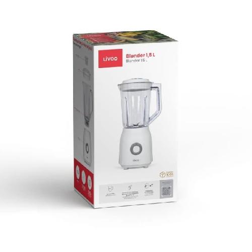 Blender Blender - LIVOO - 1.5 L - 600 W - 22 000 tours/min - 2 vitesses - Turbo blanc