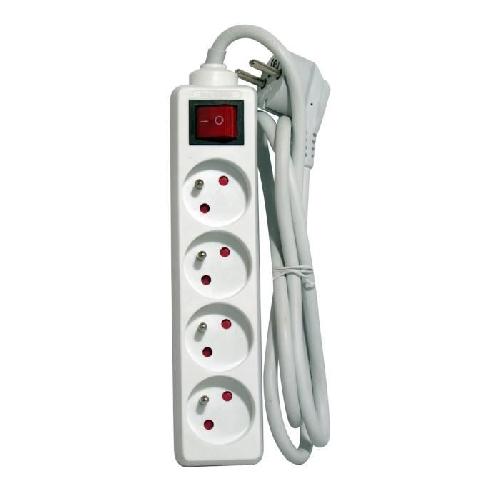 Multiprise Bloc avec cordon 1.5m et interrupteur - CHACON - 4 x 16 A - Blanc - E