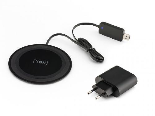 Chargeur Induction Qi Bloc de chargement rapide sans fil certifie Qi noir avec adaptateur