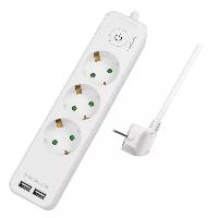 Bloc prise avec rallonge 1.5m - 3 prises 250VAC 16A et 2 USB 5VDC 2.1A cumule