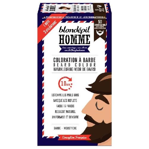 BLONDEPIL HOMME COLORATION A BARBE CHATAIN NATUREL - Barbe et Moustache - Kit 3 utilisations