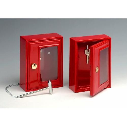 Armoire - Boite A Cle Boite d'urgence - BURG-WACHTER - Modele 6161 - 167 x 130 x 64 mm - Marteau inclus - Metal rouge