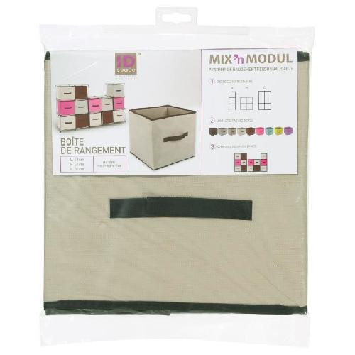 Boîte de rangement/tiroir pour meuble en tissu  - 31 x 31 cm - Lin