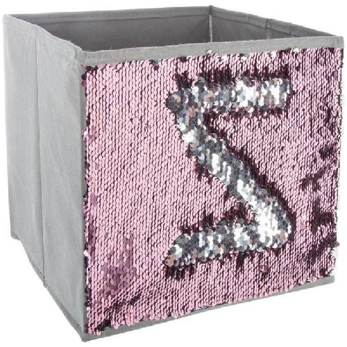 Boite de rangement-tiroir pour meuble en tissu Sequin - Argent et rose - 24x24x23cm